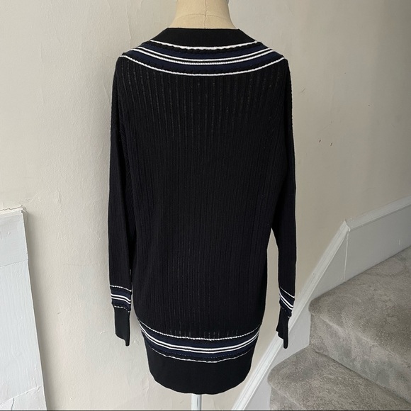 Rag and Bone Dianna Black Merino Wool V-Neck Oversized Midweight Sweater EUC XXS - Picture 8 of 12